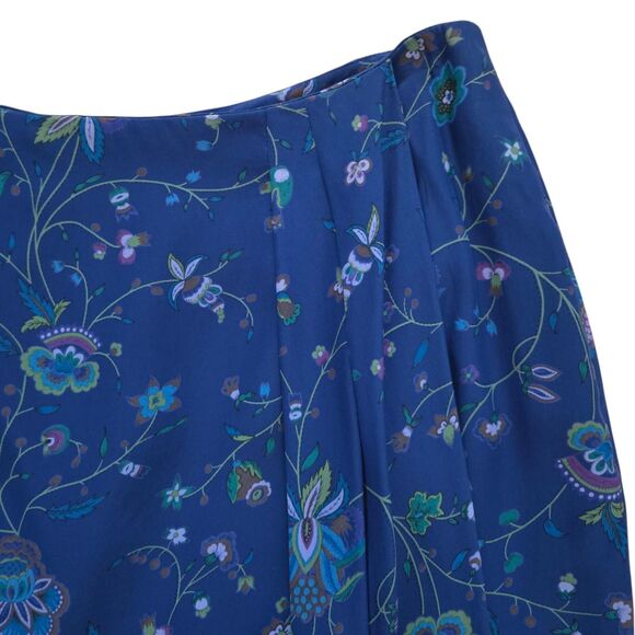 Liz Claiborne Blue Floral Print Faux Wrap Short Skirt. 100% Silk. Lined. Plus 16 - Picture 2 of 8